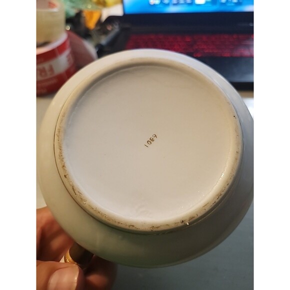 Vintage Porcelain Lidded Serving Pot Handle Gold Gilt Floral Brass Trim Elegant - Picture 12 of 15